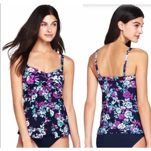 Lands End Floral Tankini Tank Top Swim Womens Size 18D (511) - Picture 1 of 7